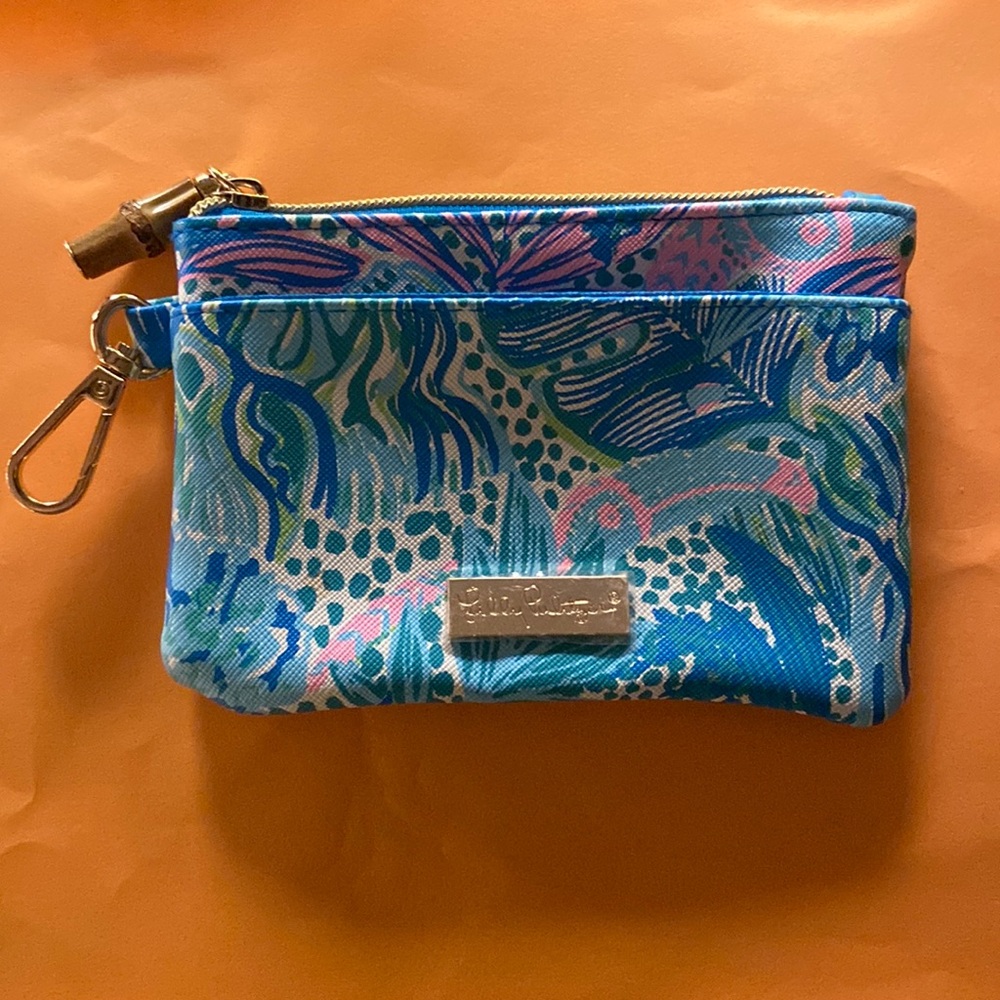 Lilly Pulitzer Botanical Green Top Zip Wallet Bamboo gold metal hardware NWOT!!! - Picture 1 of 6